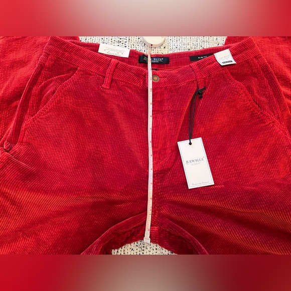 Judy Blue Corduroy Carpenter Stretch Slim Fit High Waist Pants Rust Size 31 NWT - Picture 3 of 6